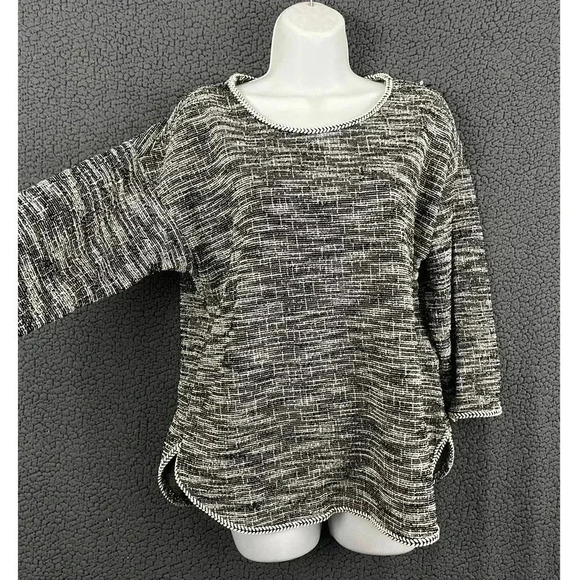 Max Studio Black White Pullover Sweater Top MEDIUM Polyester Blend - Picture 8 of 8